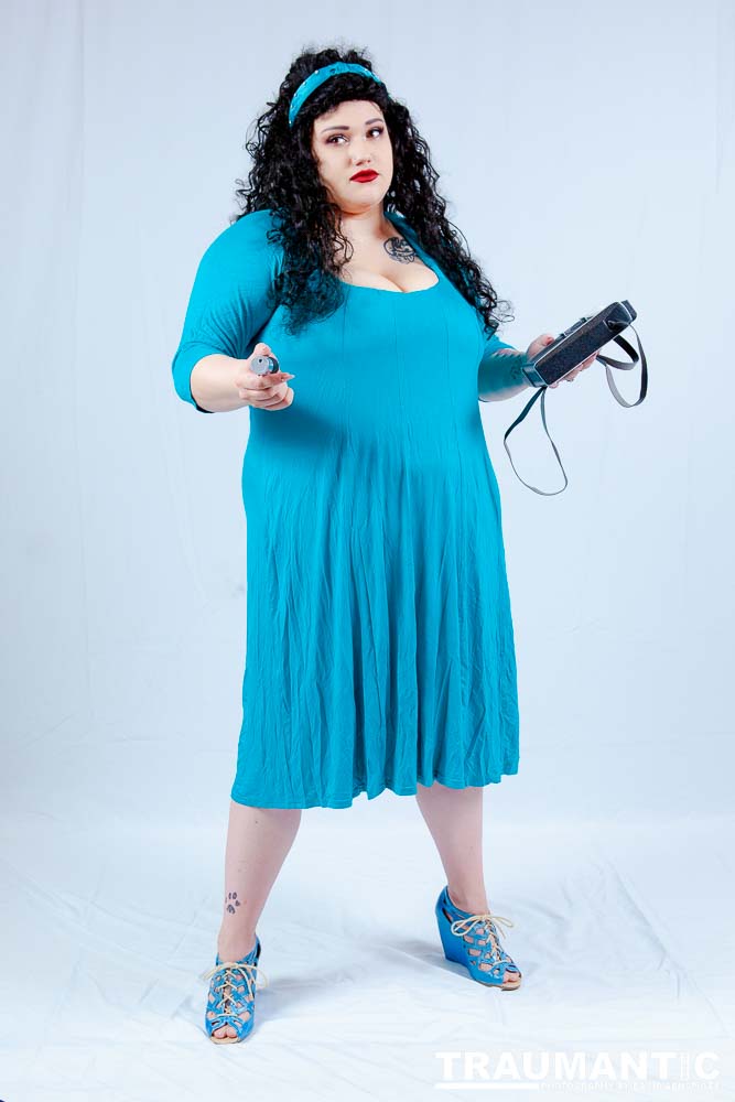 Dorian cosplaying as Deanna Troi from Star trek TNG.